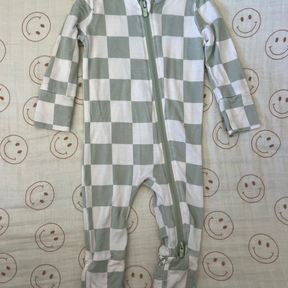 COPY - Sage and White Checkered baby One Piece